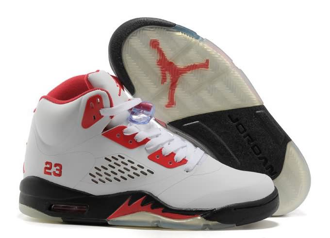 Exactly Fit Womens Air Jordan 5 (V) White Black Fire Red New Packaging